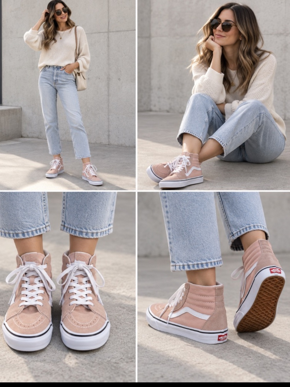 * - Vans -  NWT - leather & canvas blush pink  hightop runners